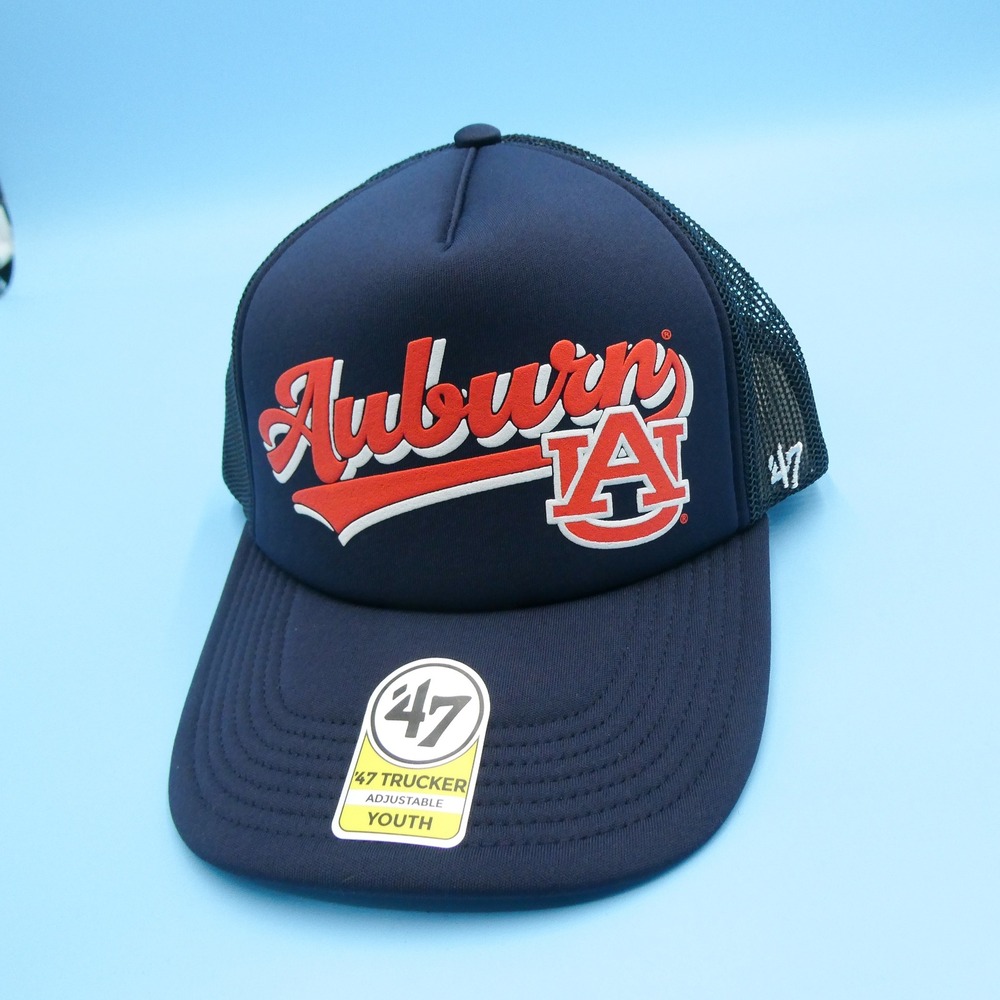 '47‎ Brand Trucker Hat Youth Auburn Tigers Navy Blue Orange Mesh Snapback Cap